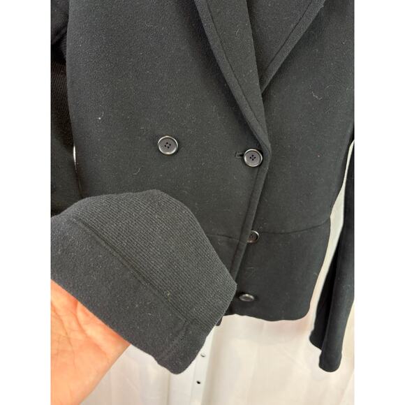 JAMES PERSE 2 MS tandard Double Breasted Knit Peacoat Jacket Ribbed Sleeve Black - Picture 5 of 8